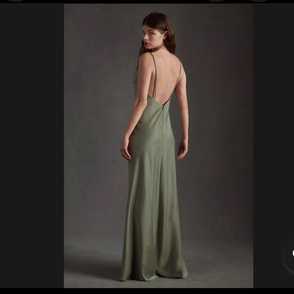 NWT BHLDN Anthropologie Elegant sage Slip Dress sz 10 - Picture 3 of 7